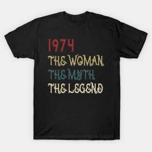 Vintage Retro 1974 Legend Gift 46th Birthday Womens T-Shirt